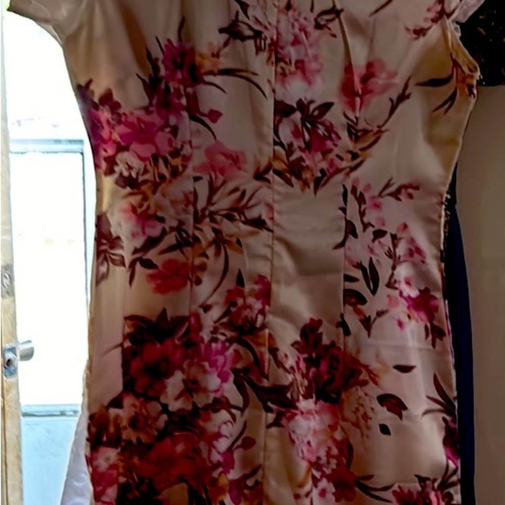 Beautiful flowered tailored China dress with standup collar